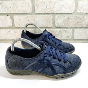 Skechers Breathe Easy Fortune Shoes Women 6.5 Blue Lightweight Casual Knit